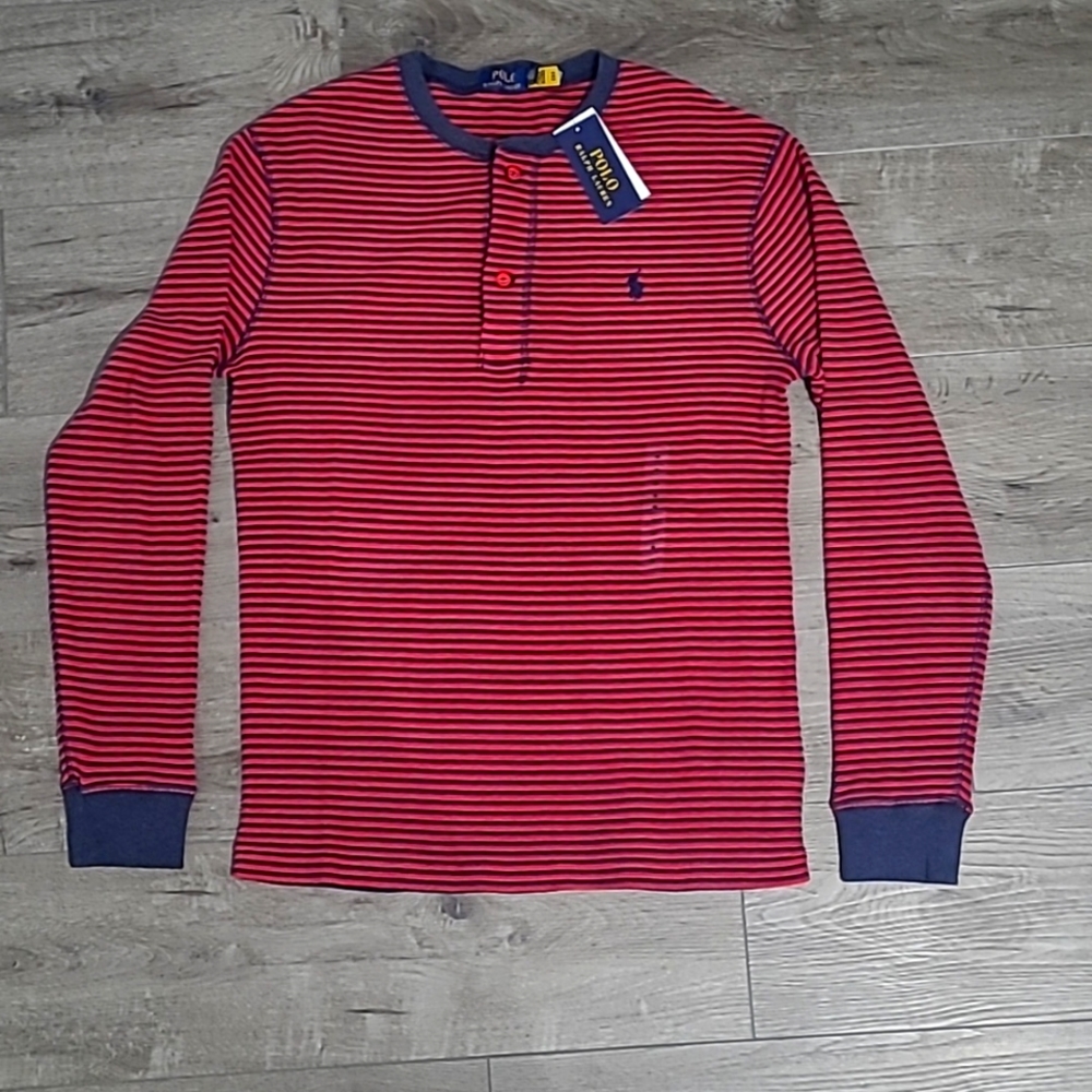 Polo by Ralph Lauren Red and Blue Striped Henley
